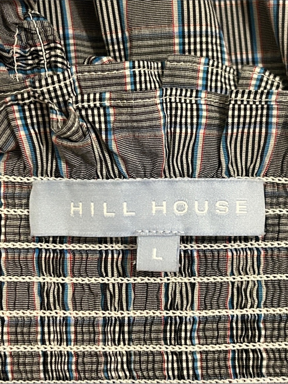 Hill House Home Ellie Nap Dress Tai Check Gray and Blue Plaid Size Large - Picture 13 of 15